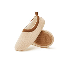 Warm linen beige with chestnut trim