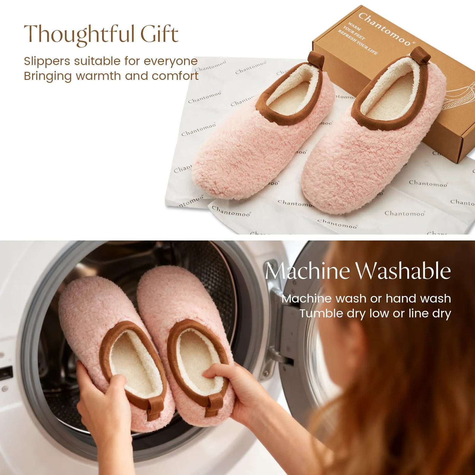 blush pink with chestnut trim