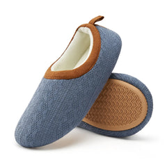 Dusty denim blue with chestnut trim