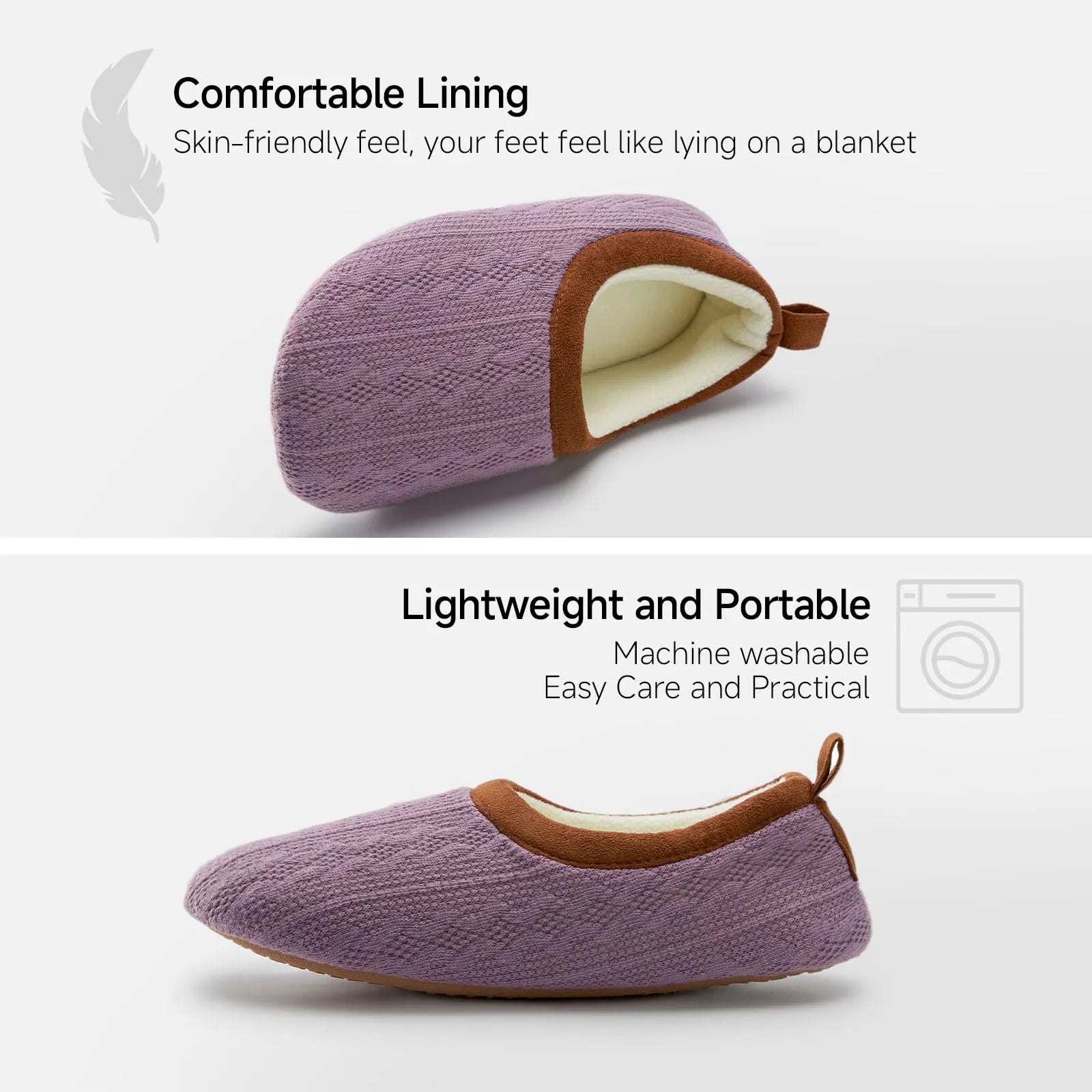 Soft wisteria purple with chestnut trim